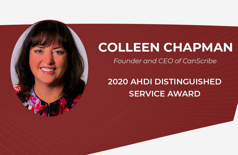 CanScribe Founder wins AHDI Distinguished Service Award 2